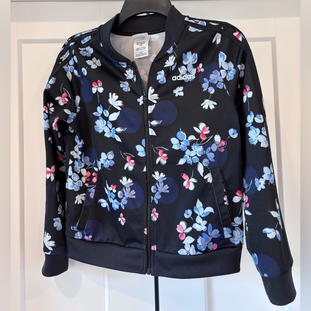 adidas Girl’s Black Floral Track Jacket